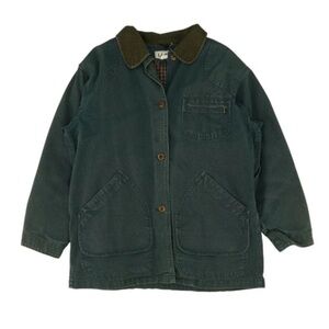 L.L. Bean Green Chore Coat with Corduroy Trim